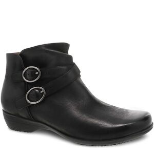 Dansko Black Ankle Booties with Buckle Detail